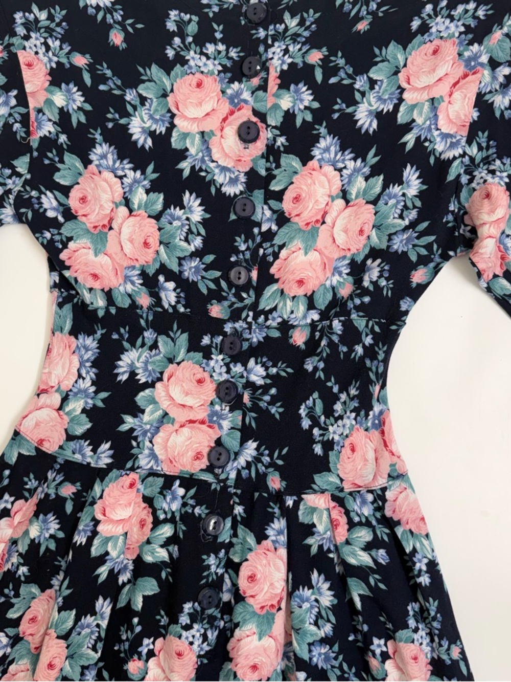 All‎ That Jazz VTG Floral MIDI Prairie Dress Empire Waist XS Cottagecore - Picture 8 of 11